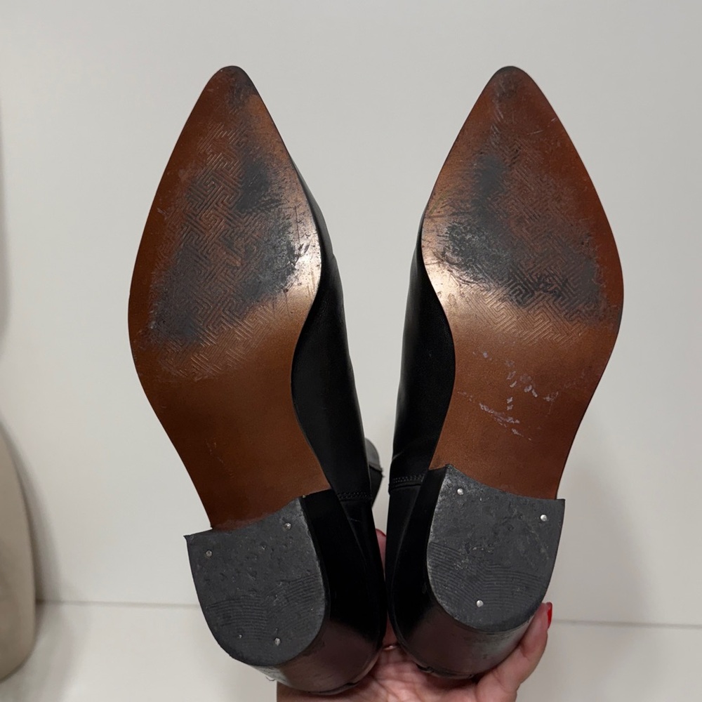 ASOS Cuban Heel Western Chelsea Boots in Black Leather Elastic Lightning Detail - Picture 14 of 17